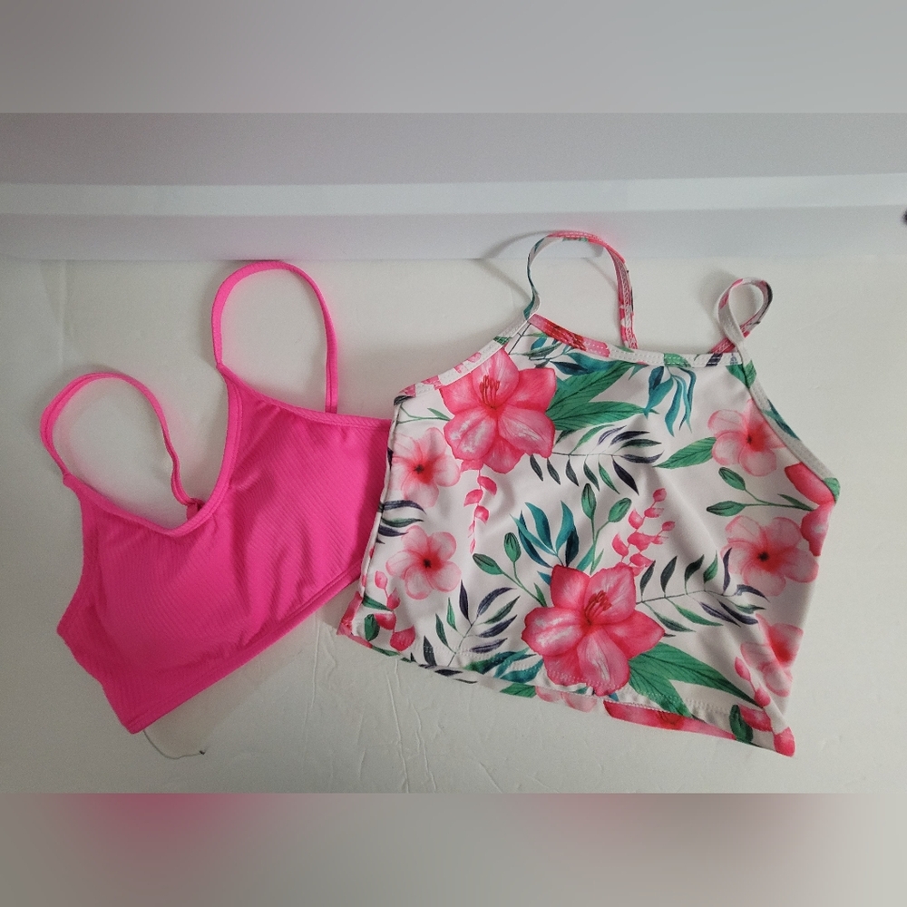 Floral and Pink Swim Tops